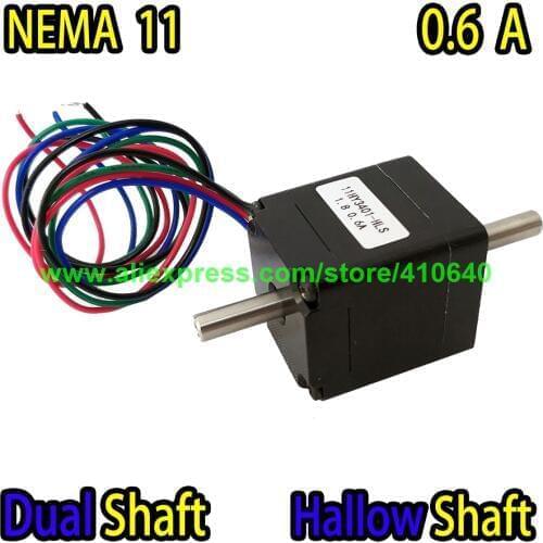 DUAL SHAFT AND HOLLOW SHAFT Nema11 Stepper Motor 11HY3401-HLS 0.6 A 5.5 N.cm Torque Apply for Mounter or Dispenser or Printer