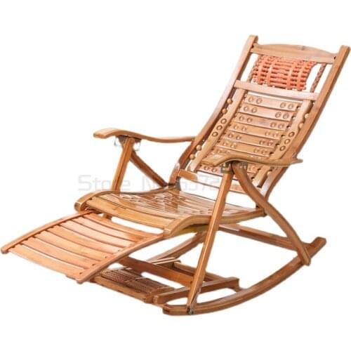 Recliner foldable lunch break bamboo rocking chair leisure nap cool chair elderly chair lazy chair