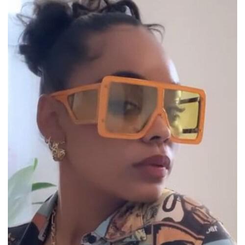 Pink Square Oversized Sunglasses Women Fashion Big Punk Sun Glasses Female Brand designer Vintage One Piece Glasses Eyewear