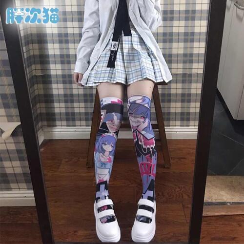 Dark series Anime Seven deadly sins-jealous Graphic Print Overknee Stockings Lolita Women Velvet Long High Stocking Girls