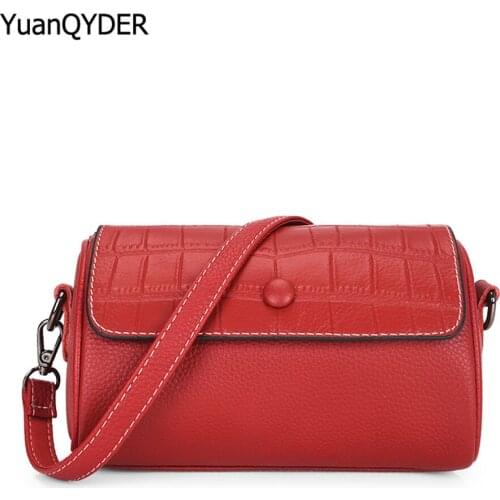 Genuine Leather Ladies Shoulder Bags 2021 Buckle Design Women Soild Color Casual Messenger Bag Womens Travel Bags Wallet Sac