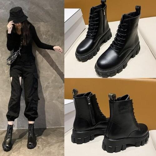 Womens boots Martin boots thick-soled new short boots womens tide plus cashmere boots short high boots X659