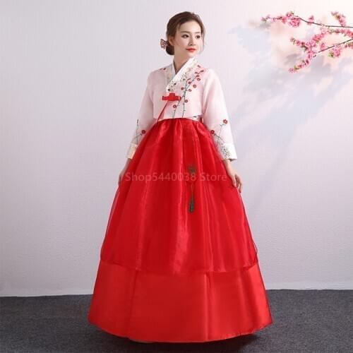 Hanbok for Women Korean Traditional Costume Minority Palace Performance Court Clothes Flower New Year Wedding Party Dance Dress