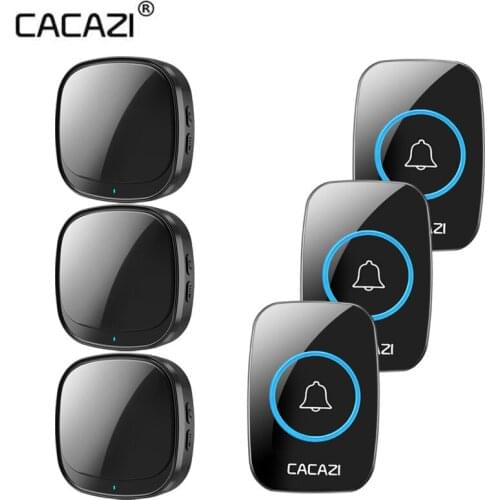 CACAZI 110db 60 Chimes USB Wireless Smart doorbell Home Doorbell Waterproof Touch Button LED Light 300M Range Door Bell 2021