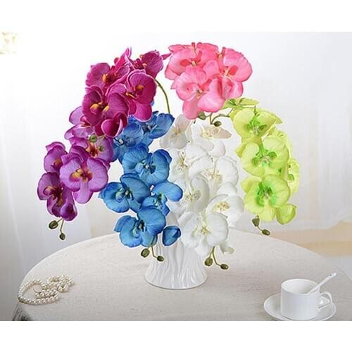 1Pc Artificial Flowers DIY Artificial Butterfly Orchid Silk Flower Bouquet Phalaenopsis Wedding Home Decoration
