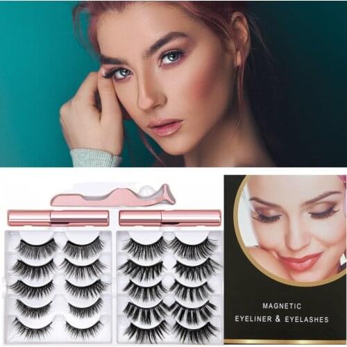 10Pairs 3D Magnetic Eyelashes natural look and Eyeliner Set False Eyelashes Magnet Extension Liquid Eyeliner Set magnetic lashes