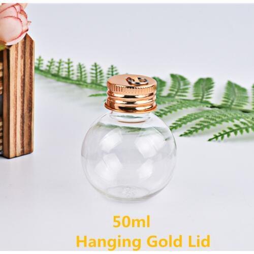 100pcs 50ml 1.7oz alcohol drink bottle Christmas festival round ornament balls Festive Body Wash Bauble with hanging gold lid