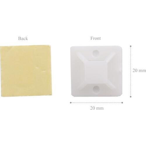 100pcs Wire Cable Zip Tie Holder Self Adhesive Mounting Base Clamp Clip Retardant 20mm x 20mm