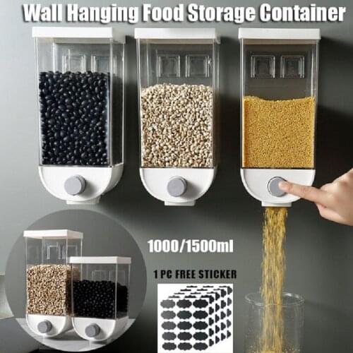 1000/1500ML Food Storage Box Kitchen Multigrain Wall mounted Storage Tank Plastic Food Airtight Container Cereal Dispenser
