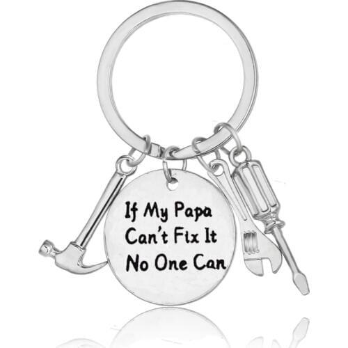 12PC If My Papa Can't Fix It No One Can Keyrings Hammer Screwdriver Wrench Charm Pendant Keychain Dad Fathers Day Gifts Jewelry