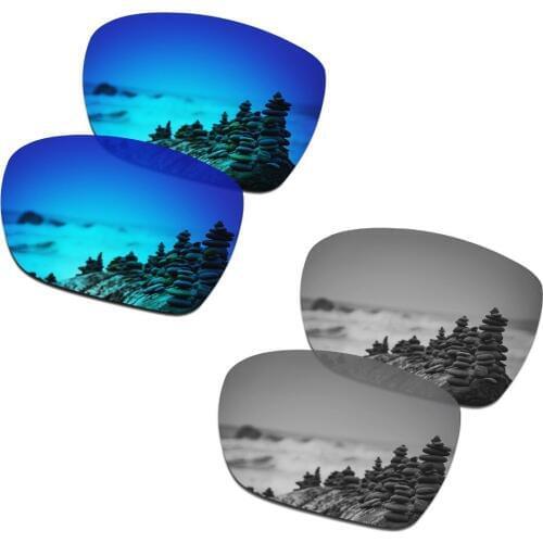 SmartVLT 2 Pairs Polarized Sunglasses Replacement Lenses for Oakley Catalyst Ice Blue and Silver Titanium