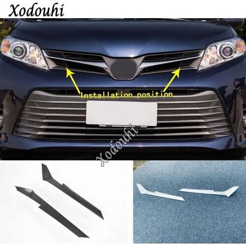 For Toyota Sienna 2018 2019 2020 Car Sticker Body Cover Protection Light Frame Trim Racing Grid Grill Grille Molding 2pcs