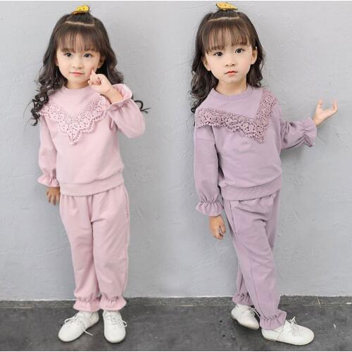 2020 New Girls clothes Sets print Lovely pattern Children Tracksuit kid clothing suit casual toddler baby sweatshirts+pants 2Pcs