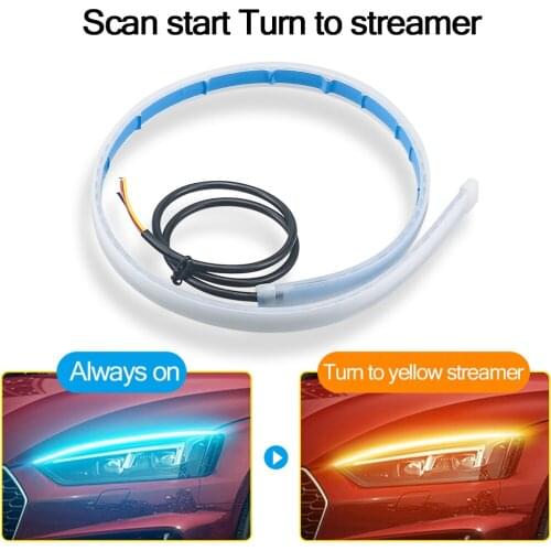 2Pcs/Lot Ultra-Thin car LED Daytime Running Light Soft Tube LED Strip Colorful Water Light Guide Car Light Strip 12V