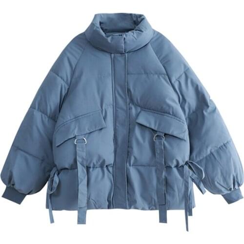 2021 New Winter Womens Down Cotton Coats Casual Jackets Loose Plus Size Female Parkas Pockets Long Sleeve Trendy Lady Clothing