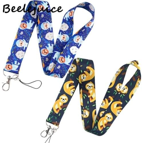 24pcs Lovely Cute Sloth Animal Neck Strap Lanyards ID badge card holder keychain Mobile Phone Strap Gift Ribbon webbing necklace