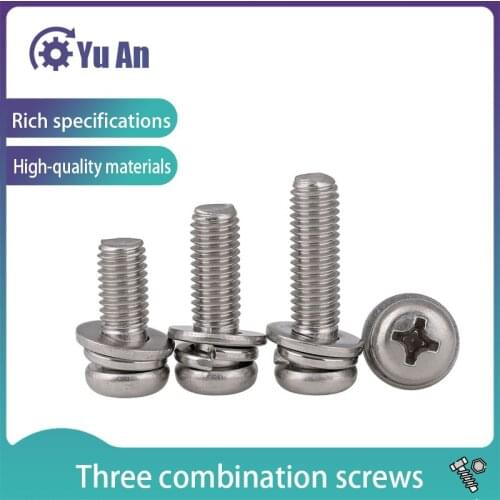 316 Stainless Steel Cross Recessed Pan Head / Round Head Three Combination Screw / Machine Screw Gb9074.8 M3-m6 20pcs