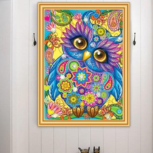 5D Diy Diamond Painting Owl Cross Stitch Full Square/round Diamond Embroidery color Animal Mosaic Rhinestones Art Picture Decor