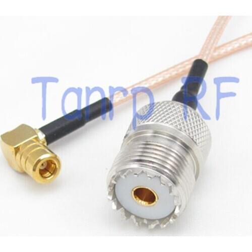 8in UHF female jack to SMB female jack right angle RF adapter connector 20CM Pigtail coaxial jumper cable RG316 extension cord