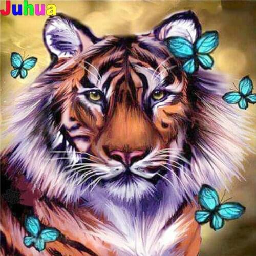 Animal 5d DIY Diamond Painting Full Square Round Drill Blue Butterfly Tiger Diamond Embroidery Diamond Diy Mosaic Home Decor