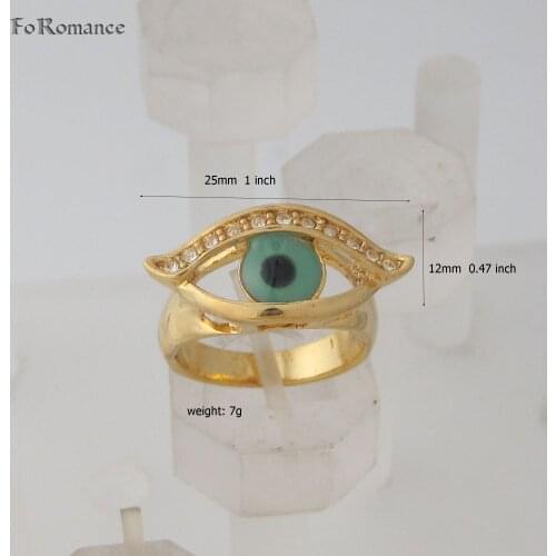 FoRomance / YELLOW GOLD OVERLAY GP FILLED BRASS EYE/ EVIL EYE SHAPED PROTECT FROM EVIL THINGS ENAMEL RING AVAILABLE SIZE 7 7.5 9