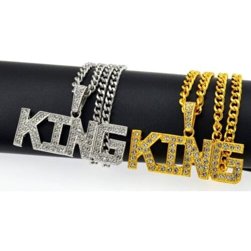 Hot Sell new hip hop pendant European and American fashion woman mens KING letter necklace Drop shipping wholesale