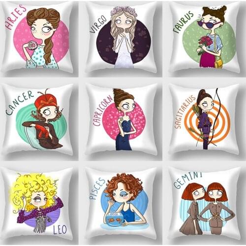 GY0176 The zodiac Cushion Case (No Filling) 1PC Polyester Home Decor Bedroom Decorative Sofa Car Throw Pillows