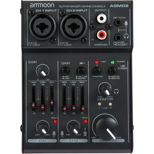 Channel Sound Card Mixing Console Digital Audio Mixer 2-band EQ Built-in USB Home Studio Recording DJ Network Live Karaoke