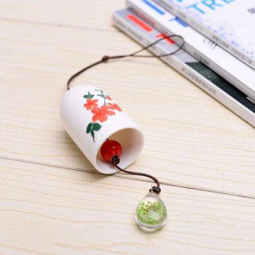 Wind chimes pendant flowers hand-made ceramic wind-bell Japanese wind-bell car pendant pray for wind-bell
