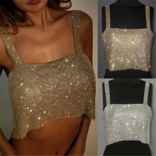 Sexy Sequined Crop Tops Tanks Fashion Women Girl Strapless Vests Tanks Top Streetwear Summer Women Top