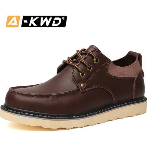 Hot Sale Fashion Brown Werkschoenen Heren Low Tops Work Shoes Men Casual Work Boots Men Leather Sneakers Man Pu Leather Footwear