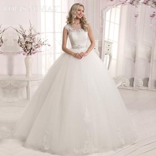 Louis Novias Lace Wedding Dress Sleeveless Fairy Embroidery High Quality and Elegant Beading Belt Dress Full Dress
