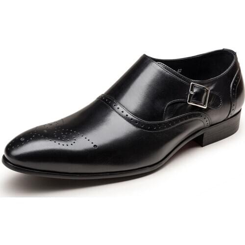 Mazefeng Big Size 38-48 New Men Dress Shoes Casual Gentlemen Split Leather Shoes Formal Shoes Business Style Slip on Men Shoes