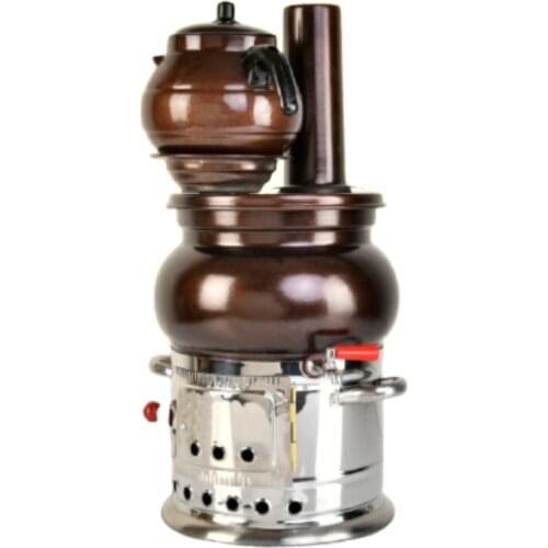 Copper look stainless steel Samovar tea warmer wood coal stove camp steel samovar turkish samovar camping Teapot for tea picnic