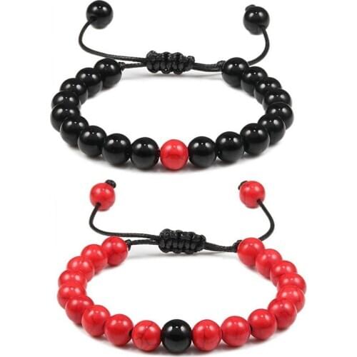 Minimalist Couples Beads Bracelet Natural Stone Charm Braid Women Bracelet Lucky Chakra Friendship Distance Bracelets Jewelry