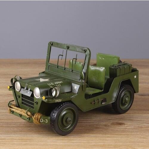 30CM Retro tin army truck model military fan collection ornaments military truck kids gift