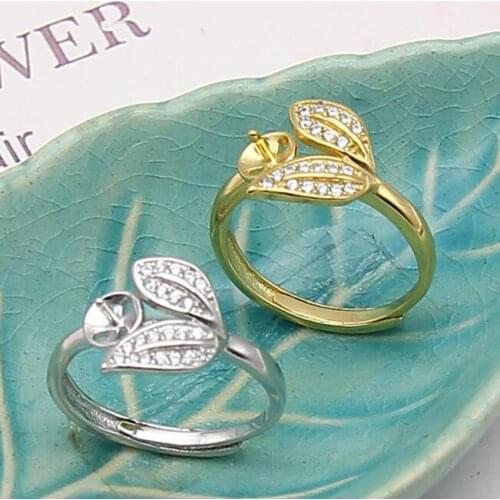 Leaf Style Fashion Pearl Ring Mountings, Ring Findings, Ring Jewelry Parts Fittings Jewellery Accessories, 10pcs/lot
