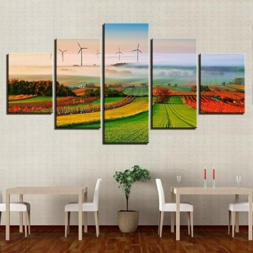 Modular Wall Picture Canvas Art Foggy Morning Hill Bucolic Nature Canvas Poster Wall Pictures For Livingroom Home Decorat