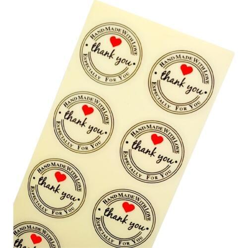 100PCS/lot Transparent Vintage Handmade With Love Kraft Paper Stickers Label DIY Hand Made For Gift Cake Baking Sealing Sticker