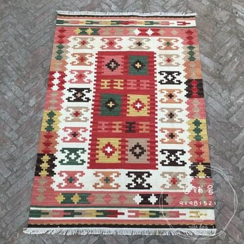Hand woven kilim carpet The craft of making wool by hand New Listing Traditional geometric wool knitting carpets
