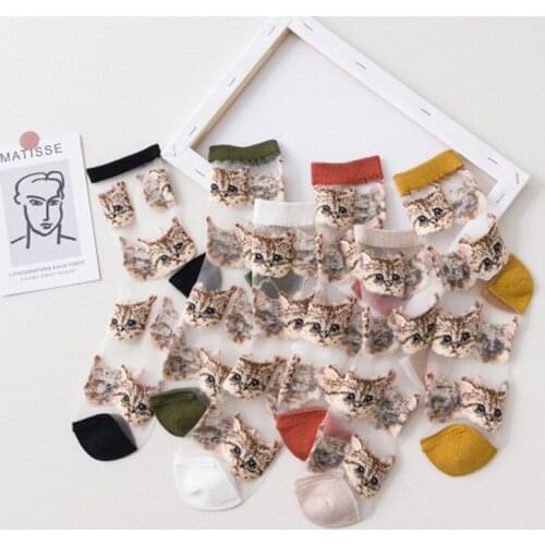New 3D Print Funny Cute Cartoon Kitten Women Long Socks Creative Colorful Multiple Cat Face Happy Crew Socks Summer For Women