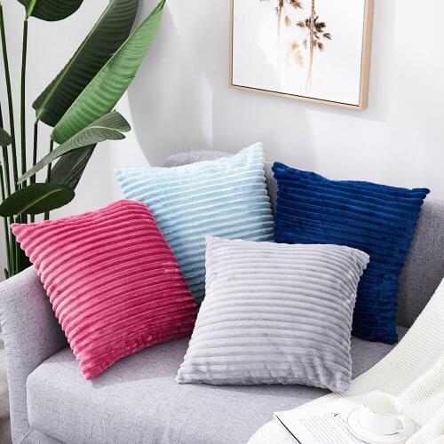 Office Back Pillow Cover Living Room Bedroom Sofa Decorative Pillows Cover Corn Strips Plush Pillowcase Cushion Cover Pillowcase