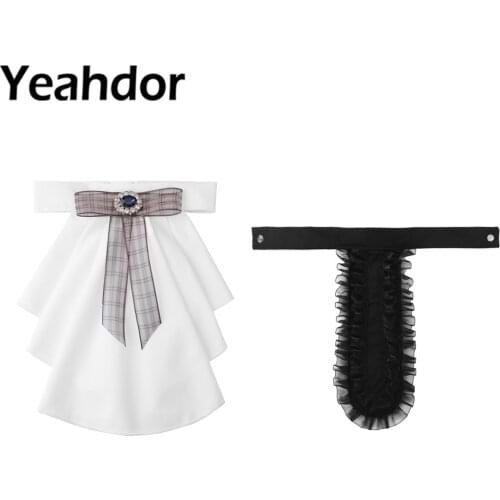 Fake Collar Victorian Renaissance Detachable Collar Shirts Ruffled Jabot Neck Collar Stage Party Steampunk Costume Accessories