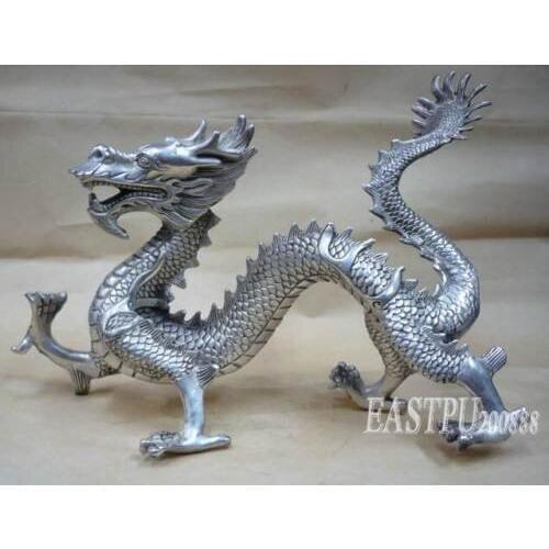Collectable Tibet silver dragon statue Free shipping