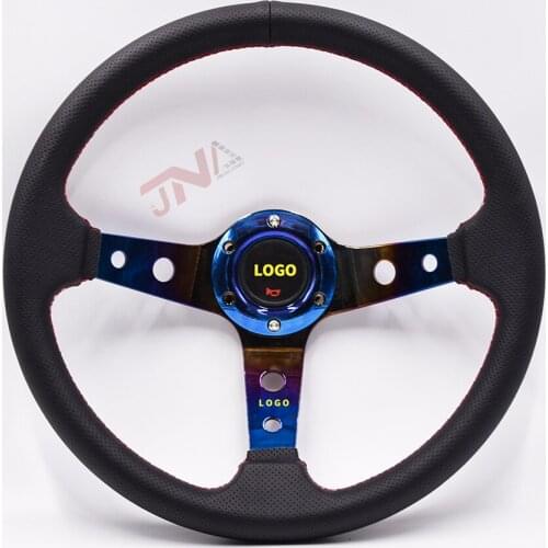 For Game 6-Hole Neo Spoke JDM Sport Steering Wheel Deep Corn Drifting Car Steering Wheel With Horn Button