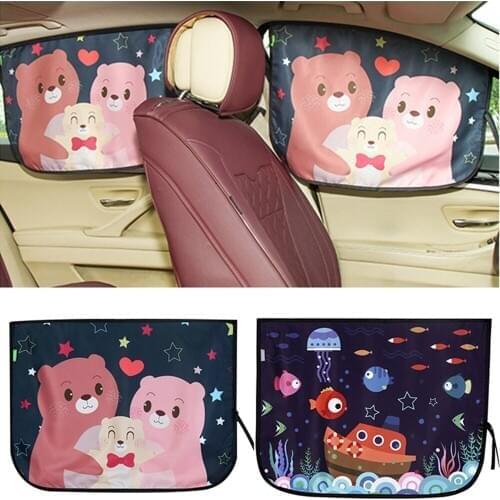 Universal Car Side Sunshade Cartoon Curtain Window Sun Curtain For Baby Curtains Cars Rear Side Protector Anti-UV Accessories