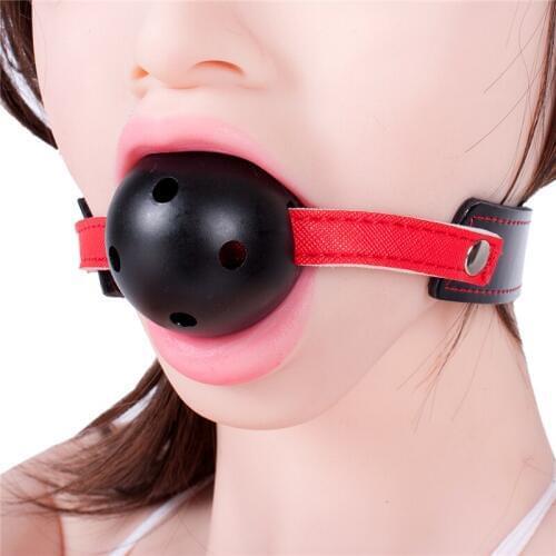 Adult Games Open Mouth Gag for Women Couple PU Leather Head Harness Hollow Ball Gag S&M Slave Oral Fixation Flirting Sex Toys