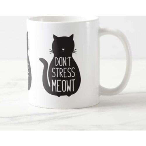 Funny Black Cat Don't Stress Coffee Mug Teacher Tea Cup Sweet Funny Mugs Cups for Girlfriend Boyfriend Novelty Valentine Colleag