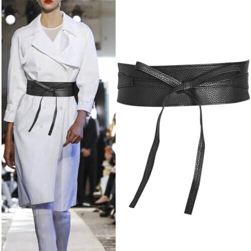 Women Lady Sexy Stretch Buckle Waist Belt Bow Wide PU Leather Elastic Corset Waistband Beige Black Red White Camel