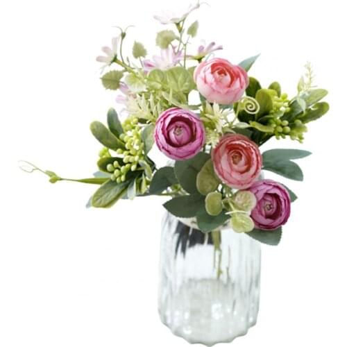 1 Bouquet Artificial Rose Flower Vivid Room Decoration Portable Fake DIY Simulation Camellia for Wedding